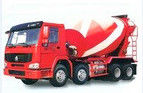 赤い色のディーゼル8 x 4 Sinotrukシュタイアーのトラックミキサのトラック336hpおよび8 CBM